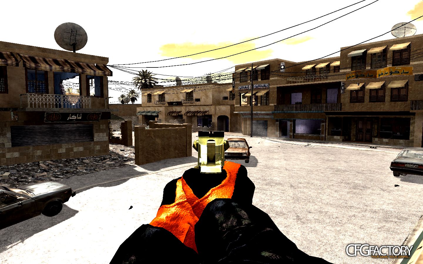 Orange/black gloves