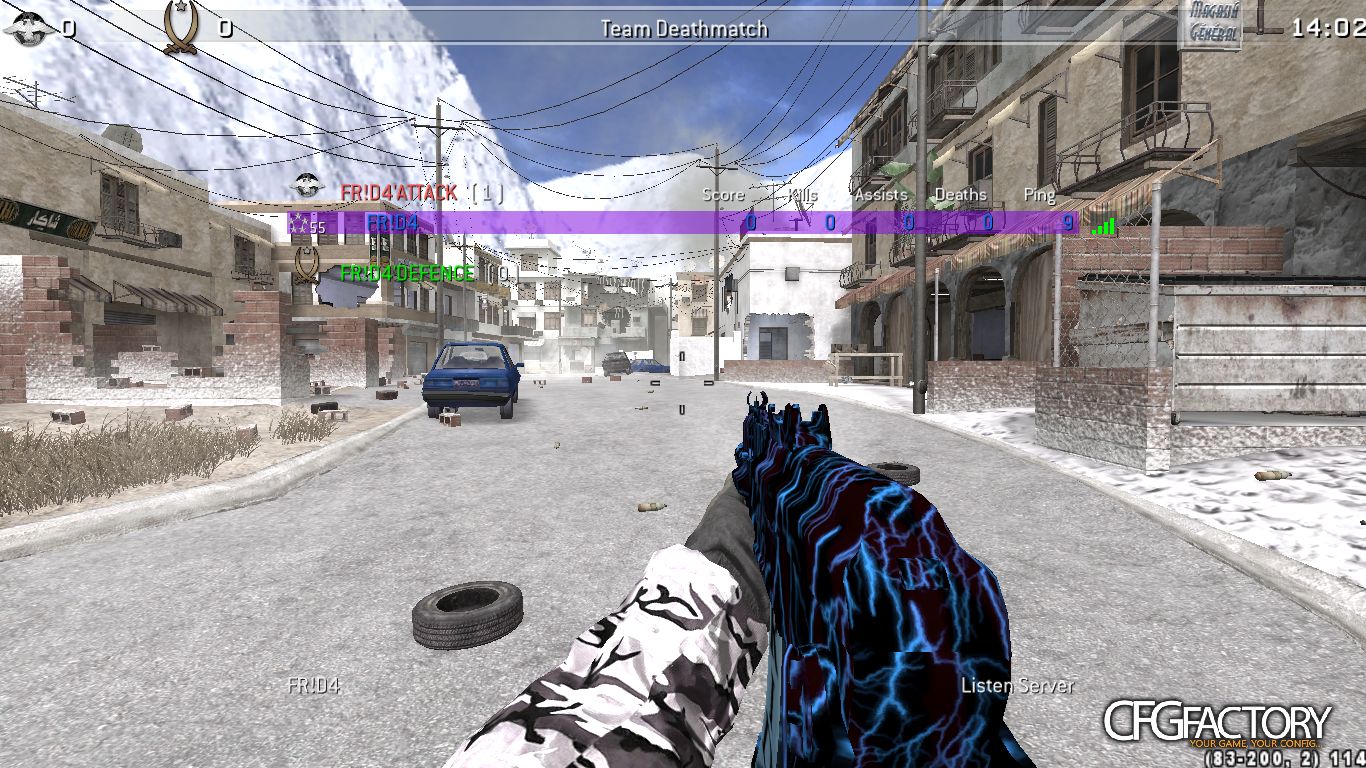 ak47, ak74u, p90, m40a3, m4, claymore and the cfg