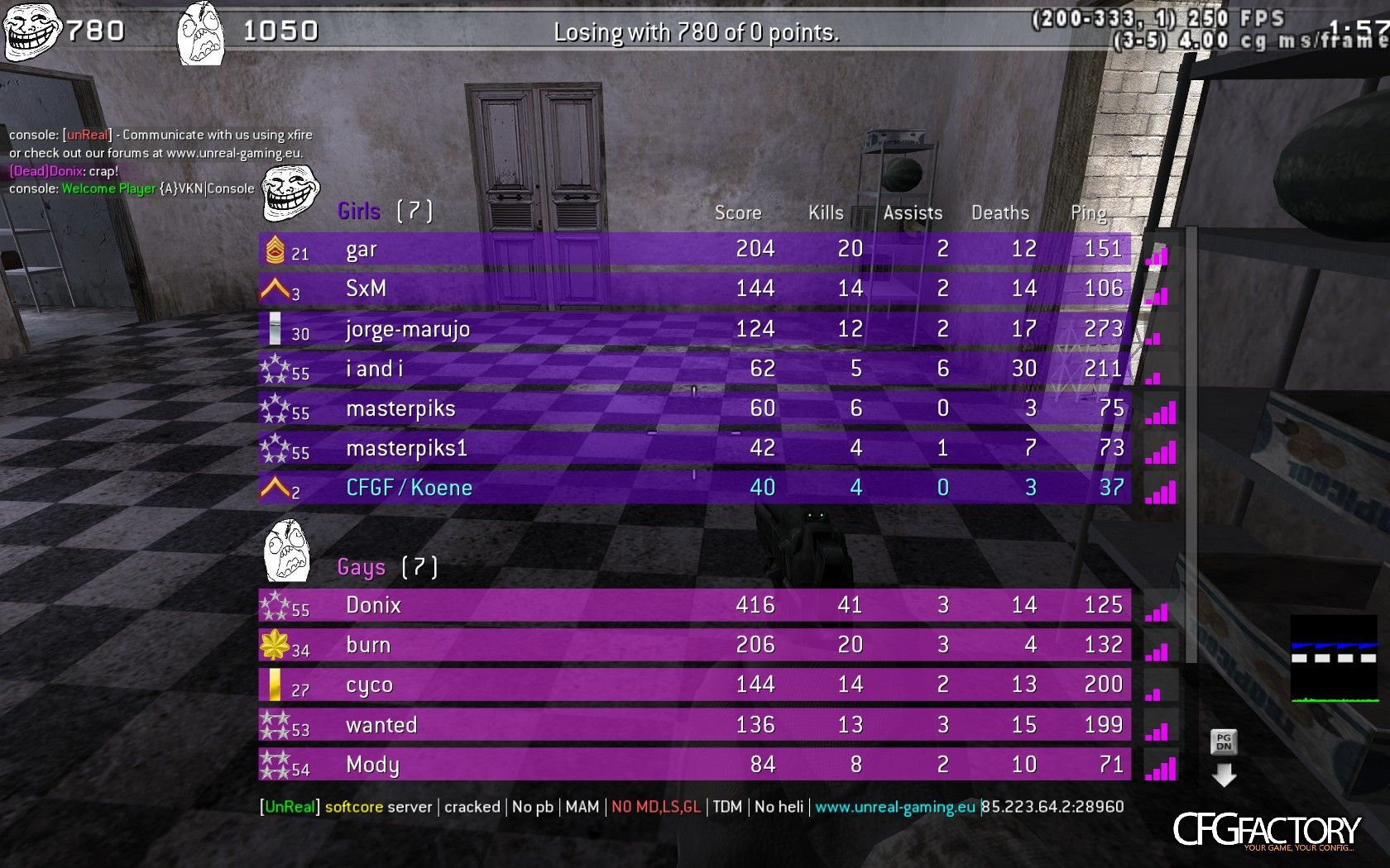 Troll/FU face scoreboard