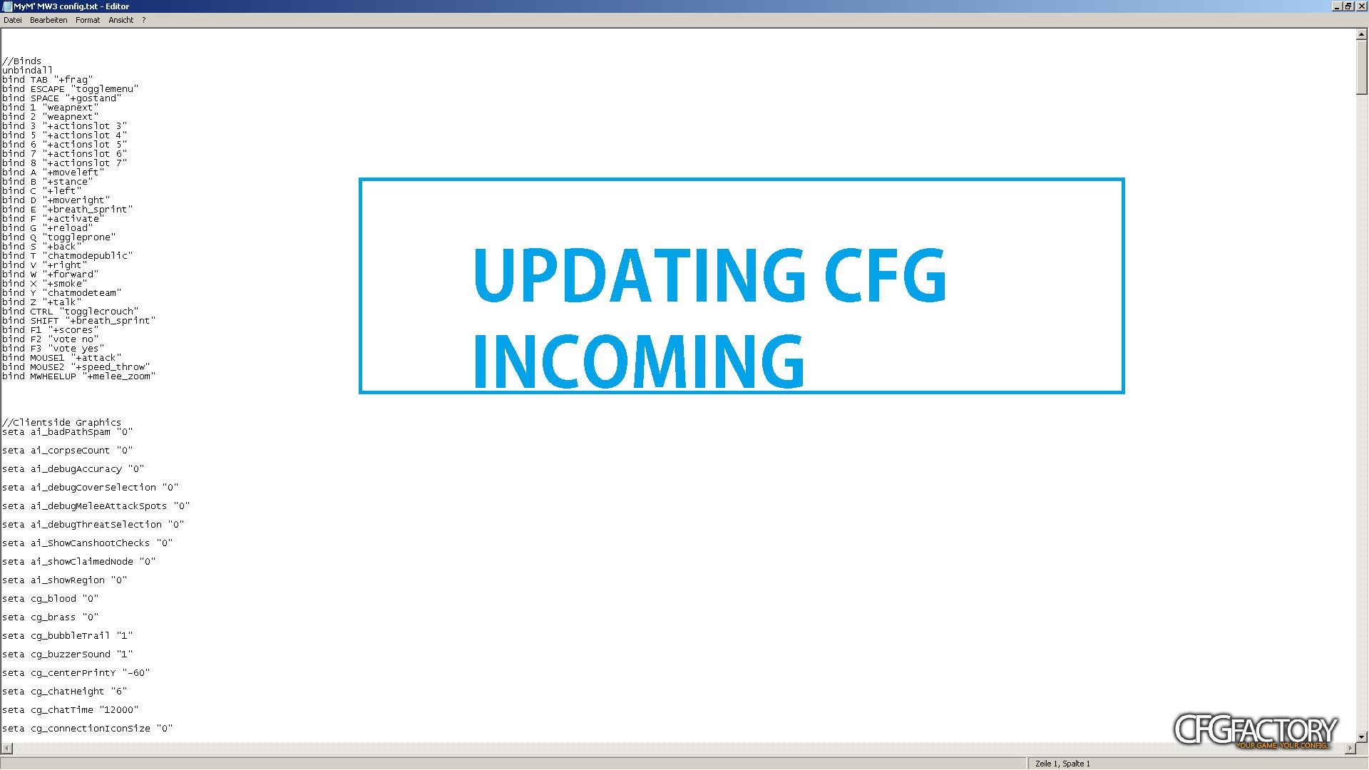 Call of Duty MW3 CFGfor ESL and More