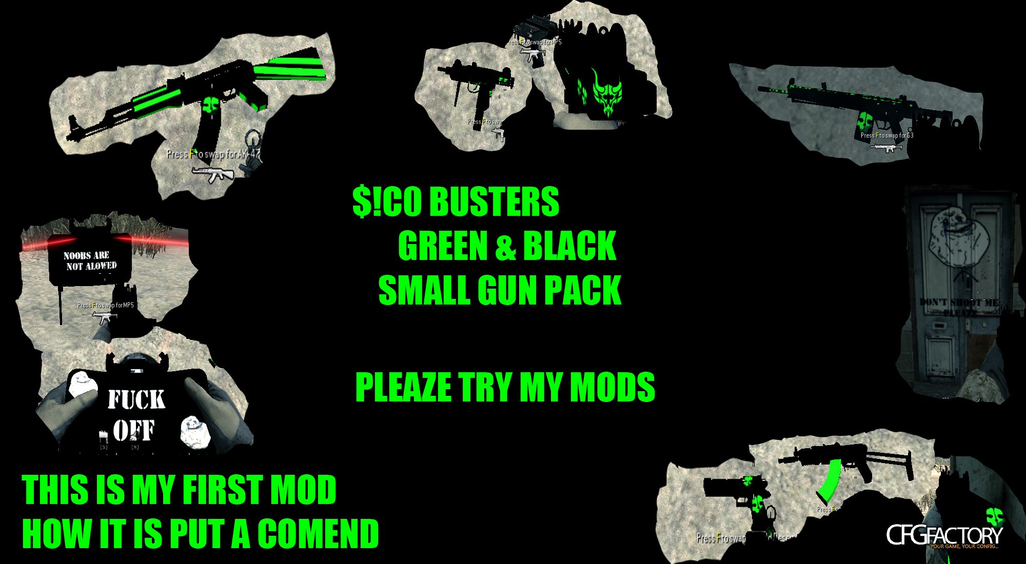 $!c0 bUsTeR Green & Black gun pack