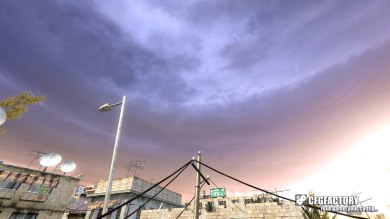 Purple, orange sky