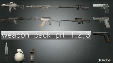 3dsMax Weapon Pack Prt-1-3 (+Normal Map Fix)