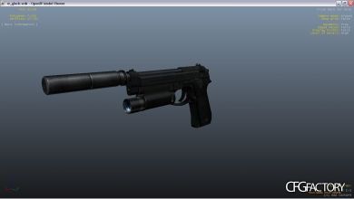 Beretta 92 Silenced with Flashlight