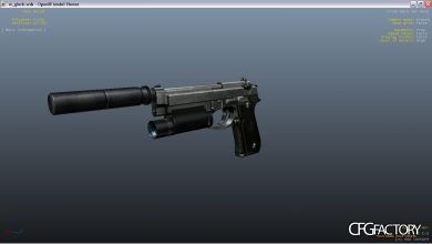 Beretta 92 Silenced with Flashlight